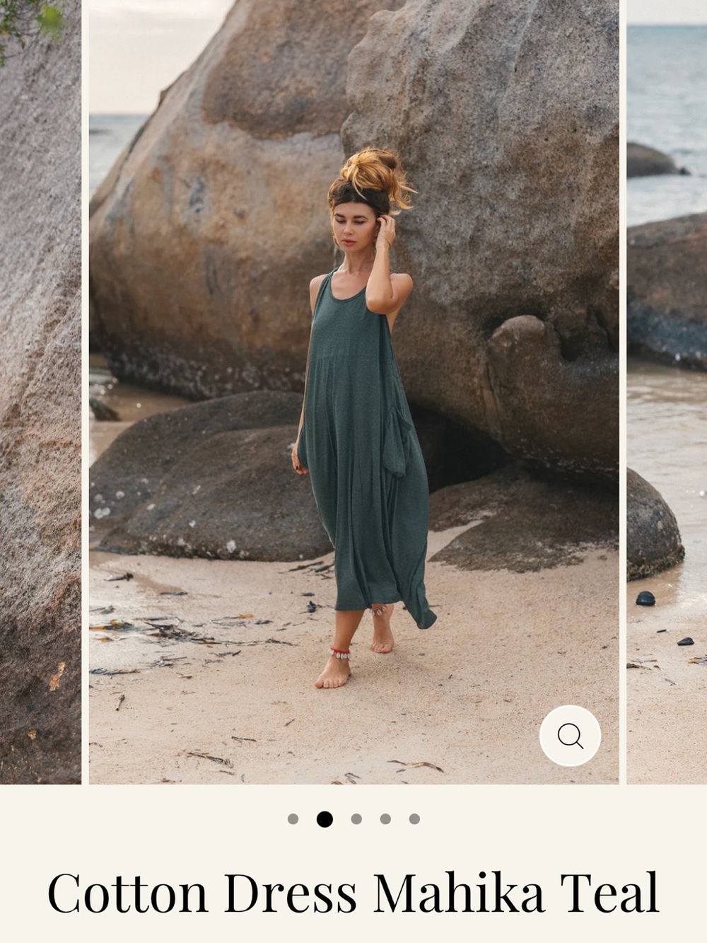 Mahika Teal Cotton Maxi Dress - Picture 3 of 4